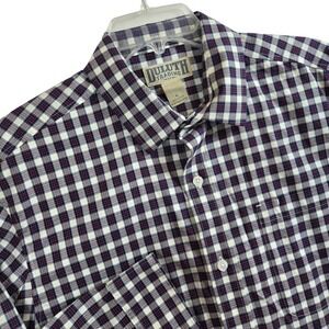 Duluth Trading Co Mens‎ Size Large Navy Blue Red Plaid Button Long Sleeve Shirt